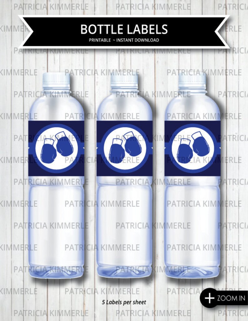Printable Bottle Labelsboxing Glove Boxersports Theme Etsy