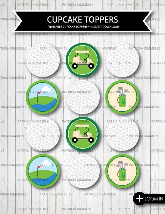 Printable Cupcake Toppers Golf Ball Retirement Golf Club | Etsy