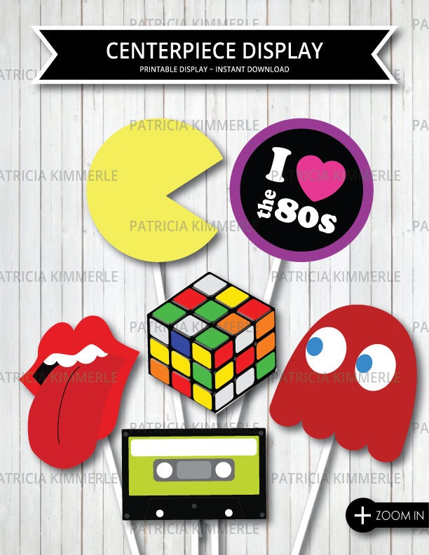 Centerpiece Printable 80s Kidretro Rock I Love The 80s Etsy