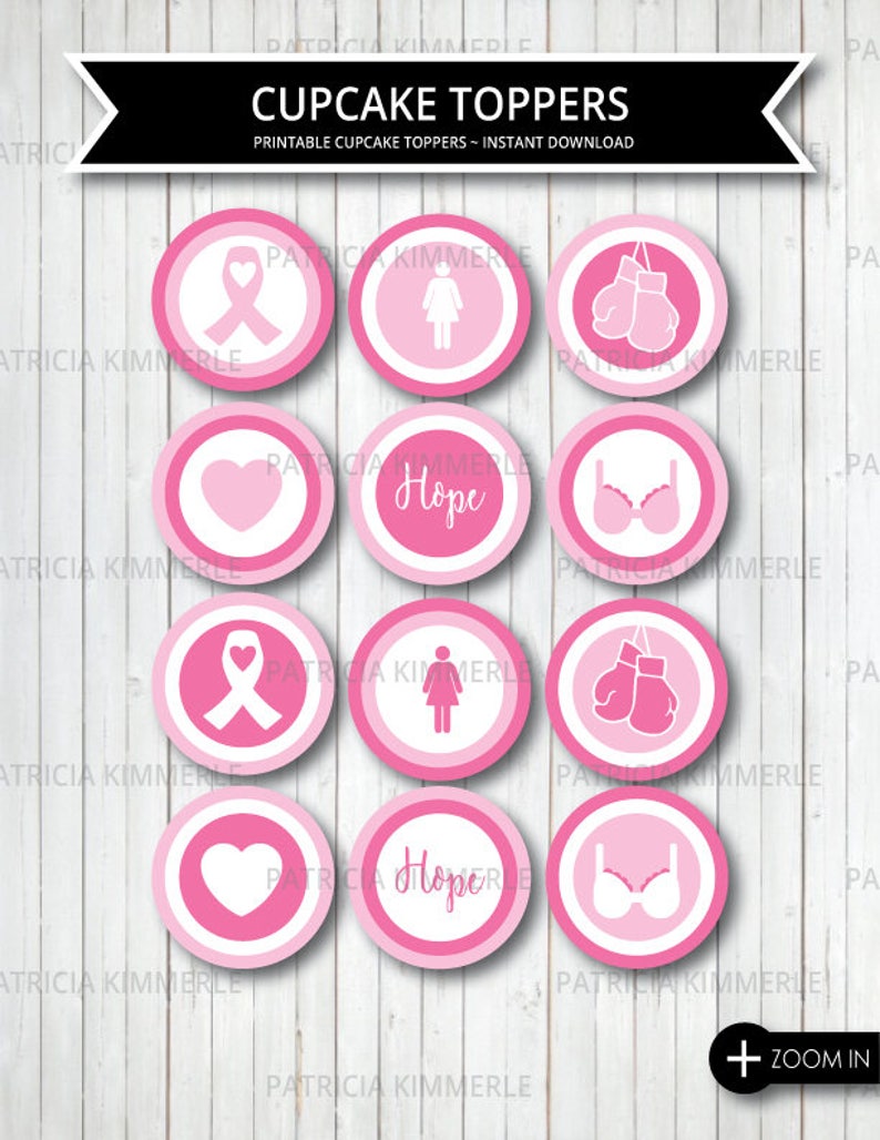 Printable Cupcake Toppers Breast Cancer Awareness Survivor Etsy