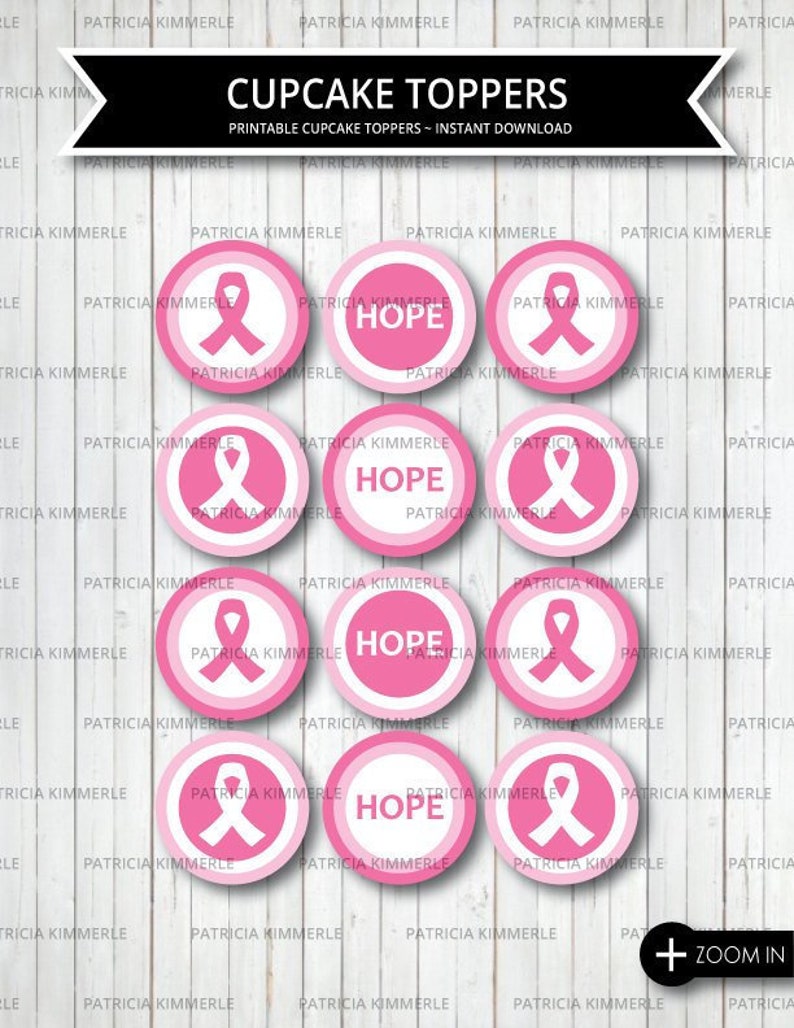 Printable Cupcake Toppers Breast Cancer Awareness Survivor Etsy