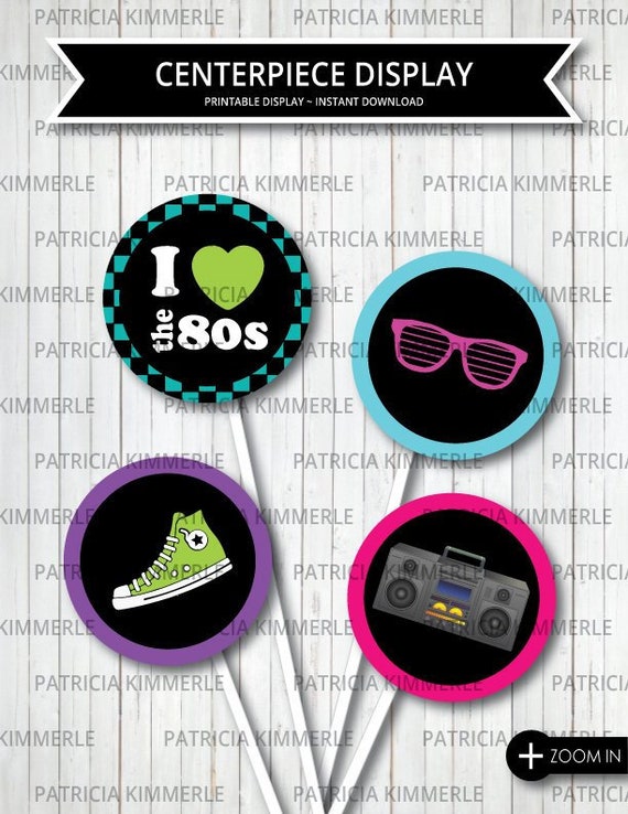 Centerpiece Printable 80s Kidretro Rock I Love The 80s Etsy