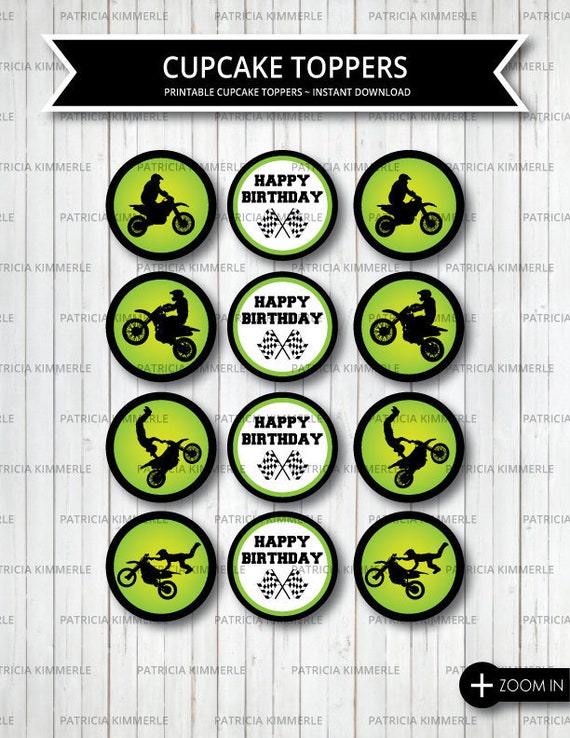Printable Cupcake Toppers Motocross Dirt Bike Motorbike Etsy Printable Cupcake Toppers Motocross Dirt Bike Motorbike Etsy