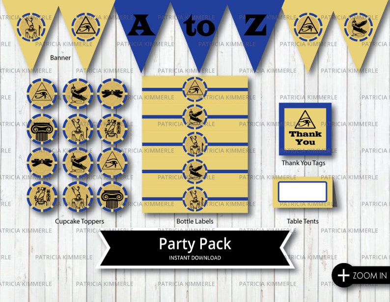 Printable Party Pack Egyptian Symbols Queen King Pharaoh Etsy