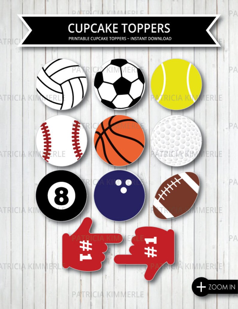 Printable Cupcake Toppers Sports Theme Birthday Party Etsy