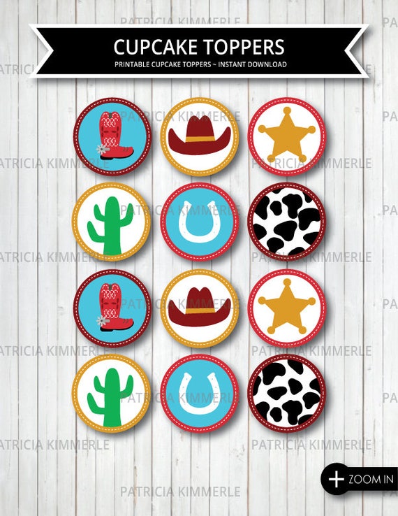 Printable Cupcake Toppers Cowboy DecorationsWild West | Etsy