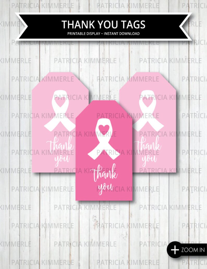 Printable Thank You Tag Breast Cancer Awareness Survivor Etsy