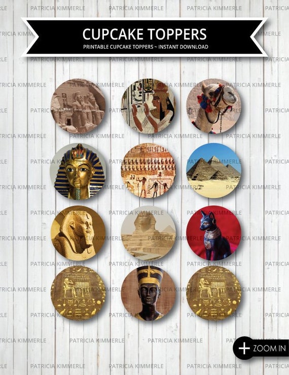Printable Cupcake Toppers Egyptian Symbols Queen King Etsy