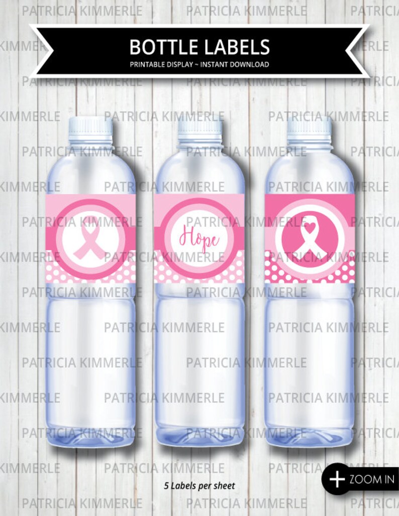 Printable Bottle Labels Breast Cancer Awareness Survivor Etsy