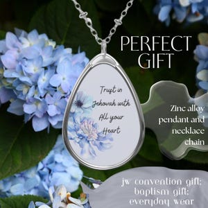 JW Trust in Jehovah with All your Heart Jewelry, Perfect Gift for Convention, Baptism Gift, Jw Accessory, Jw Oval Pendant