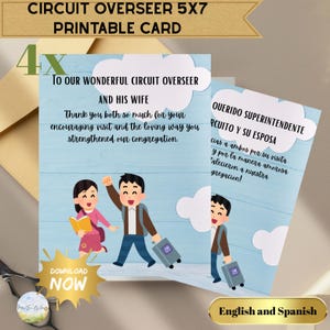 JW Circuit Overseer Appreciation Cards – Printable PDF – 4 Spiritual Thank You Cards – English & Spanish – 5x7 Folded – Instant Download