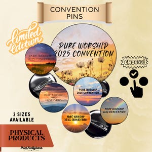 JW Convention 2025 Pure Worship Sunset Pin Buttons|6 Styles|Pure worship pins|Gift for Brothers and Sisters| Convention Gift| Jw Custom Pins