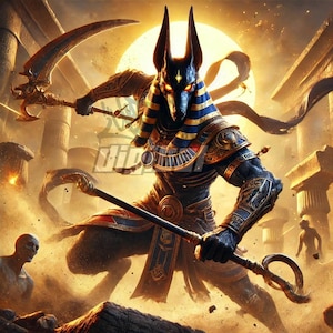 Anubis Warrior God Digital Art #3 | Ancient Egyptian Battle Deity Print | Epic Mythology Fantasy Poster | Instant Download | YARNSDigital
