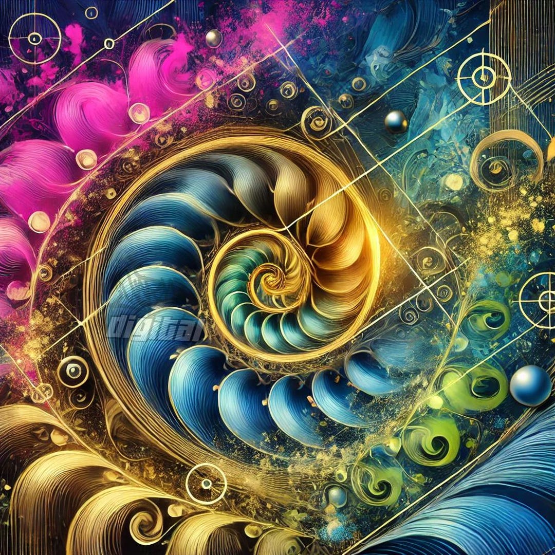 Golden Spiral Abstract Art #2 | Fibonacci Geometry Print | Sacred Ratio ...