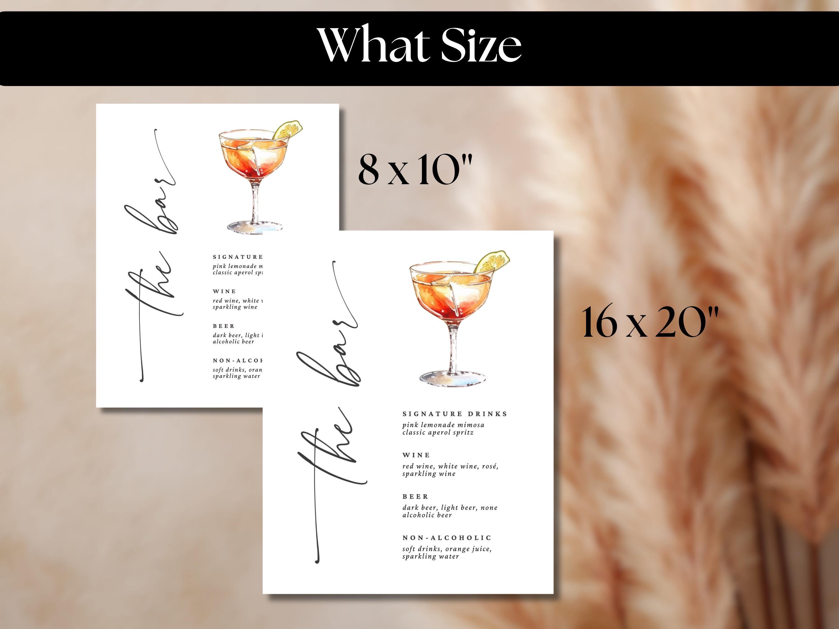 Aperol Spritz Bar Menu Sign - Printable Drink Menu, Watercolor Cocktail ...