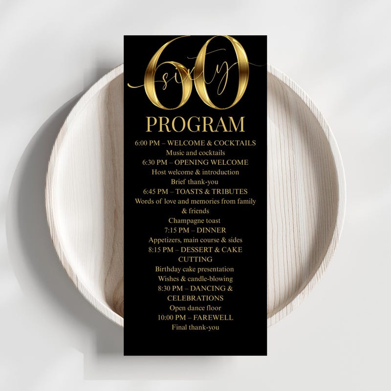 60th Birthday Program - Etsy