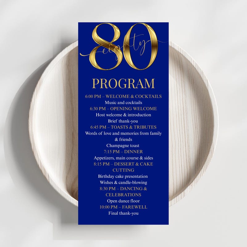 80th Birthday Program Template - Etsy