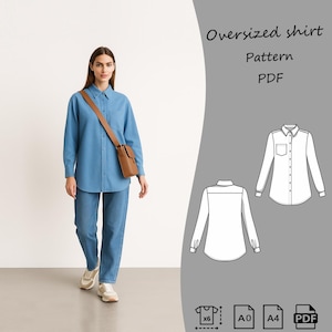 Oversized Shirt | Oversize Shirt Kurzarm Schnittmuster | Größen S bis XXXL | PDF Dateien Download | Anfängerfreundlich | Sofort Download
