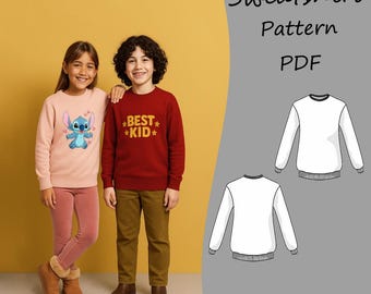 Kids Sweatshirt Sewing Pattern | Oversized Crewneck PDF | Toddler Pullover Pattern