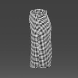 May include: A knee-length pencil skirt featuring a high-waisted design and a repeating black and white geometric herringbone pattern. The skirt has a structured silhouette with a clean waistband and a straight hemline, showcasing a consistent texture.