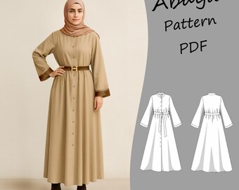 Butterfly Abaya PDF A4 UK Paper Size Sewing Pattern Sizes 6-16 (muslim ...