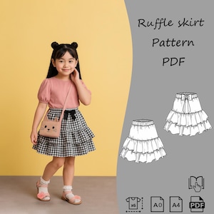 Ruffle skirt kids pattern PDF