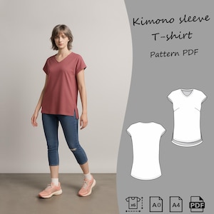 Kimono sleeve T-shirt pattern PDF