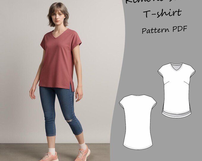 Boxy Top Sewing Pattern, Kimono Top With Tie Closure, Instant PDF ...