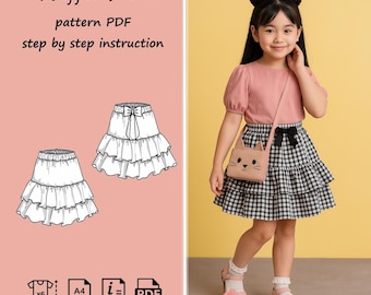 Ruffle skirt kids pattern PDF