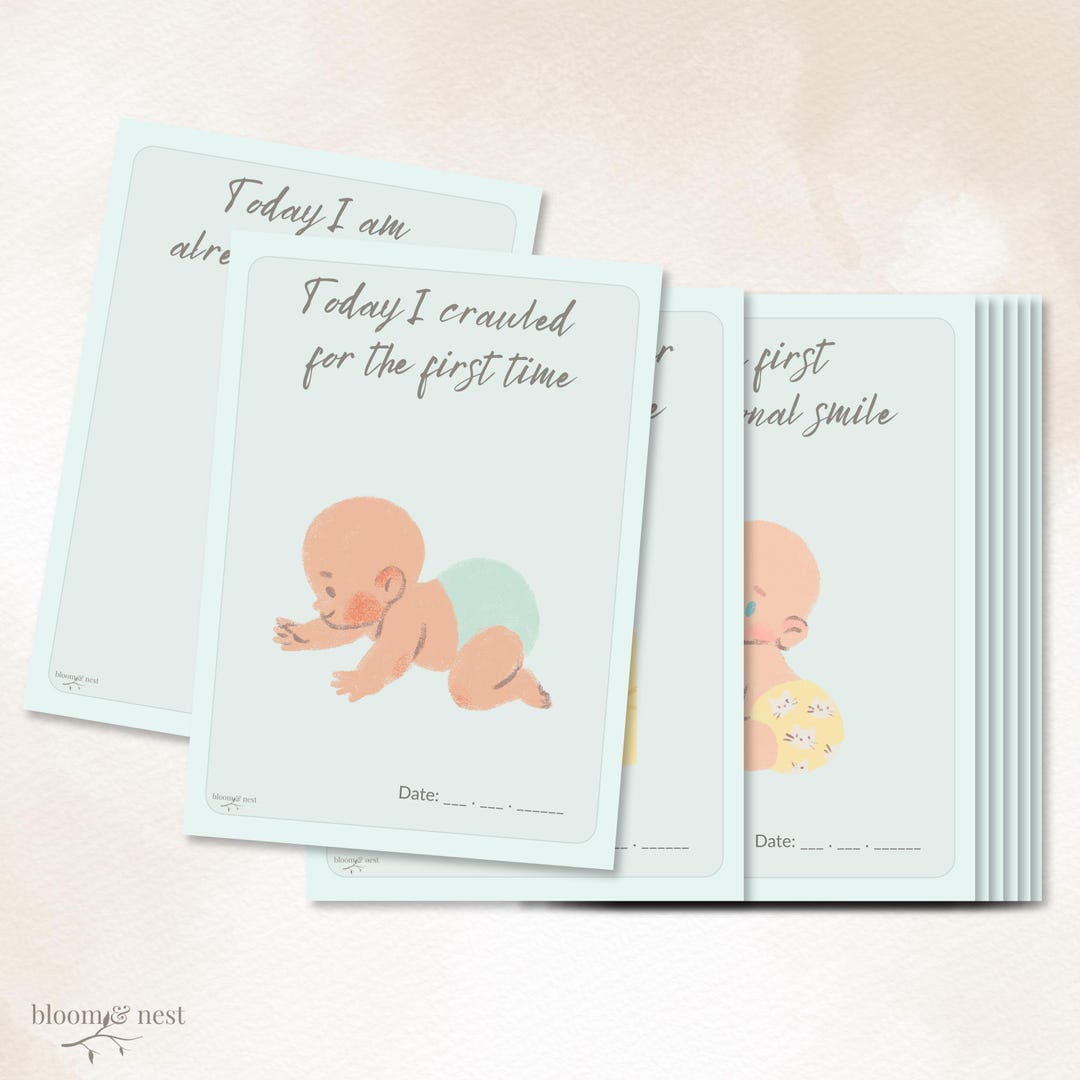 Baby Milestone Cards Printable, First Year Memories for Boys and Girls ...
