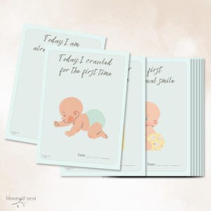 Cartes bébé marquantes à imprimer, souvenirs de la première année pour garçons et filles, événements marquants du mois nouveau-né, cadeau baby shower, Bloom & Nest