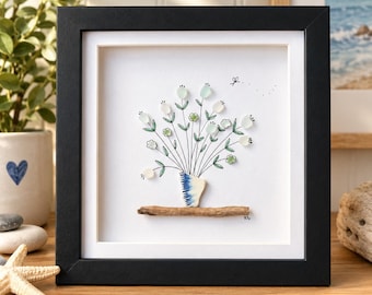 Sea Glass Flowers Wall Art: Homemade Coastal Home Decor