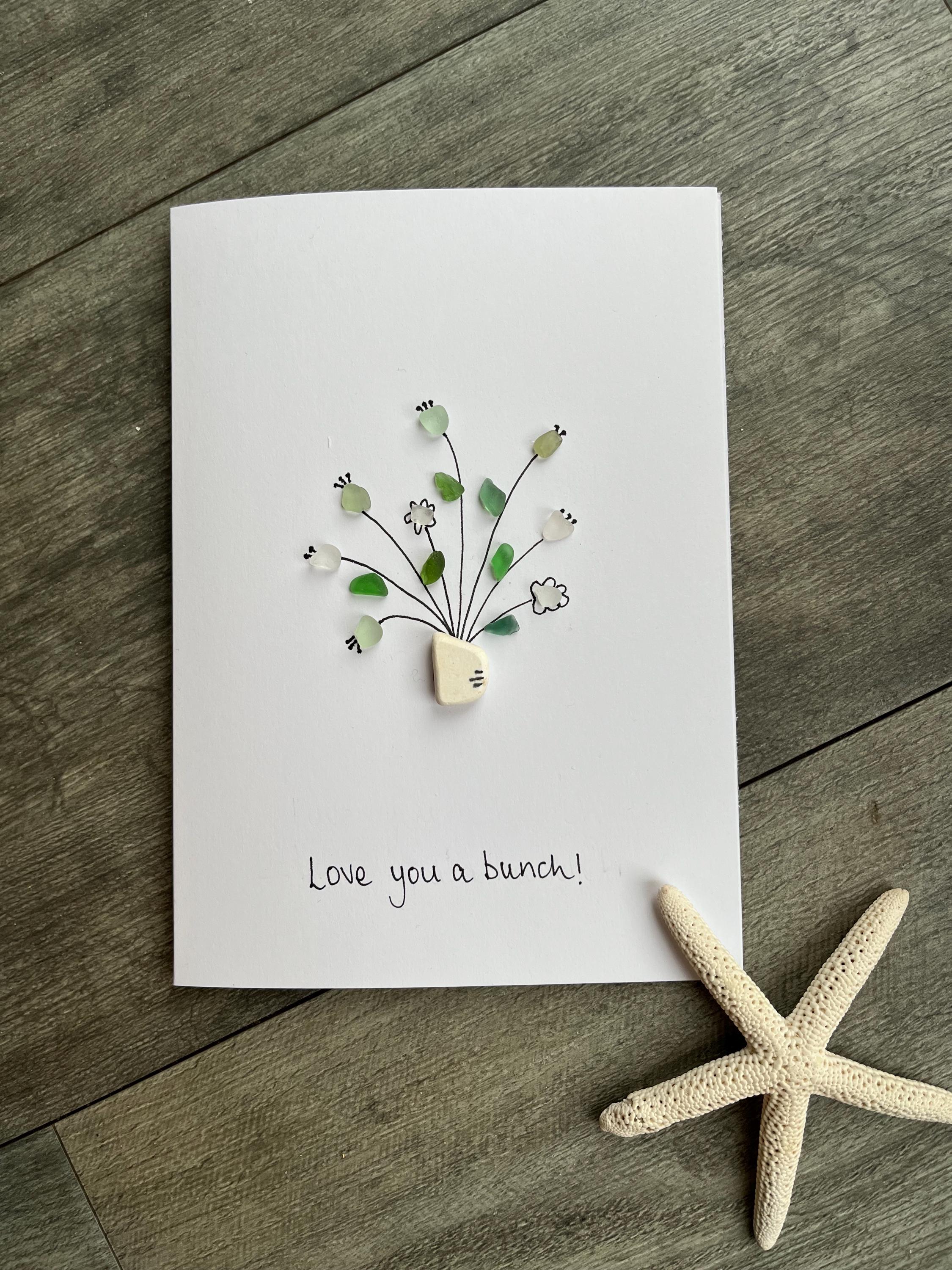 Sea Glass Love You a Bunch Card: Handmade Blank Greeting Card - Etsy