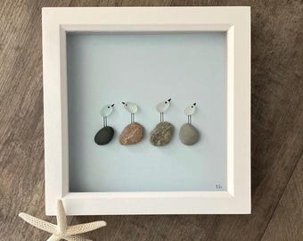 Sea Glass Birds on Pebbles Wall Art: Homemade Coastal Home Decor