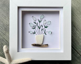 Sea Glass Flower Bouquet: Coastal Driftwood Wall Art