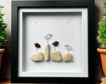 Seaglass Bird Art: Coastal Beach House Decor, Handmade Nautical Wall Hanging