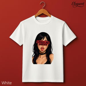 Cancel Me Harder Shirt, Glossy Egirl Aesthetic Tee, Editorial Anime Graphic Top, Brat-Punk Statement Shirt, Internet Core Apparel