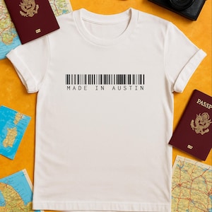 Made in Austin Shirt, Austin Barcode Graphic, ATX Pride T Shirt, Keep Austin Weird Shirt, Texas Local Tshirt, Austin Culture Gift