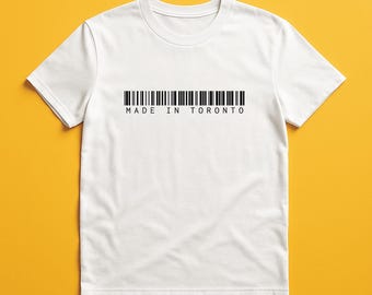 Made in Toronto T-Shirt: 6ix Strichcode Grafik, Canada Pride (Weiß, Natur, S-3XL)