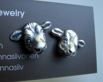 Silver cow earrings niobium or titanium post