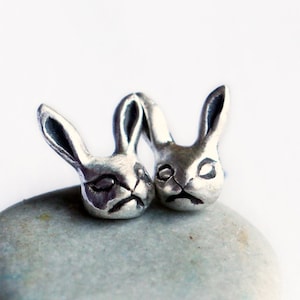 Silver bunny rabbit niobium or titanium earrings