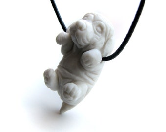Saint Bernard dog porcelain pendant