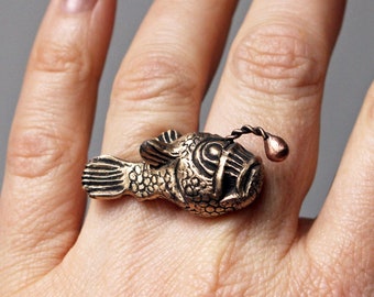 Angler fish knuckle duster ring