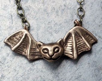 Bat cat necklace