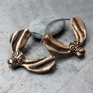 Basset hound earrings titanium & bronze image 1