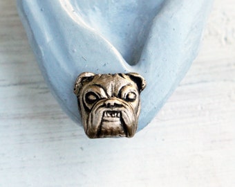 Bulldog earrings, English bulldog, bronze and titanium earrings