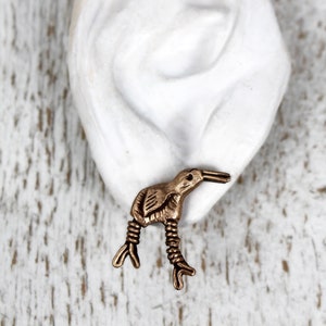 Kiwi bird earrings studs, bronze and titanium earrings