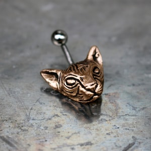 Sphynx cat belly ring piercing, titanium or surgical steel bar