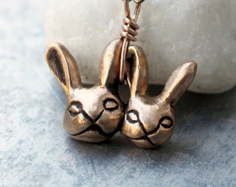 Bunny rabbit bronze sculpture pendant