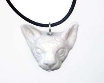 Sphynx cat porcelain pendant